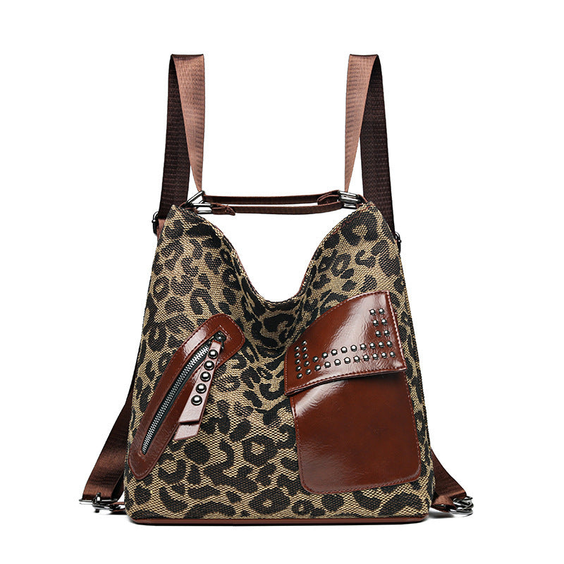 Women Fashion Rivet Design Leopard Shoulder Bags 24