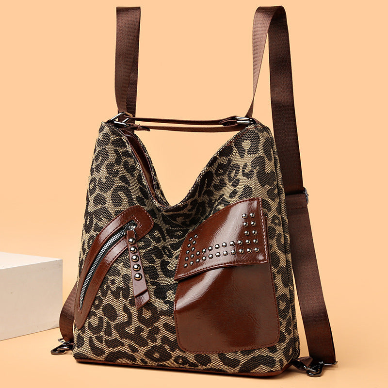 Women Fashion Rivet Design Leopard Shoulder Bags 24