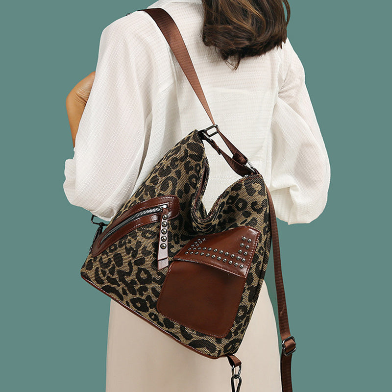 Women Fashion Rivet Design Leopard Shoulder Bags 24