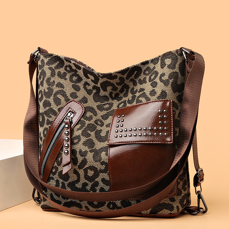 Women Fashion Rivet Design Leopard Shoulder Bags 24